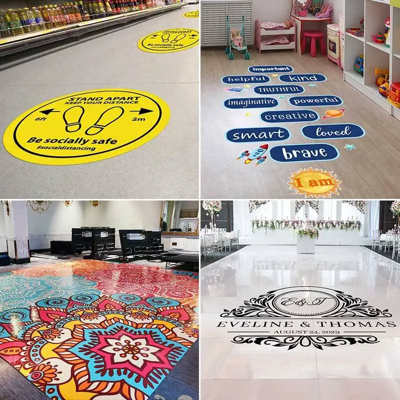 HLY Self Adhesive Vinyl Floor Decals Non-slip Decoration Wedding Dance Floor Tiles Sticker