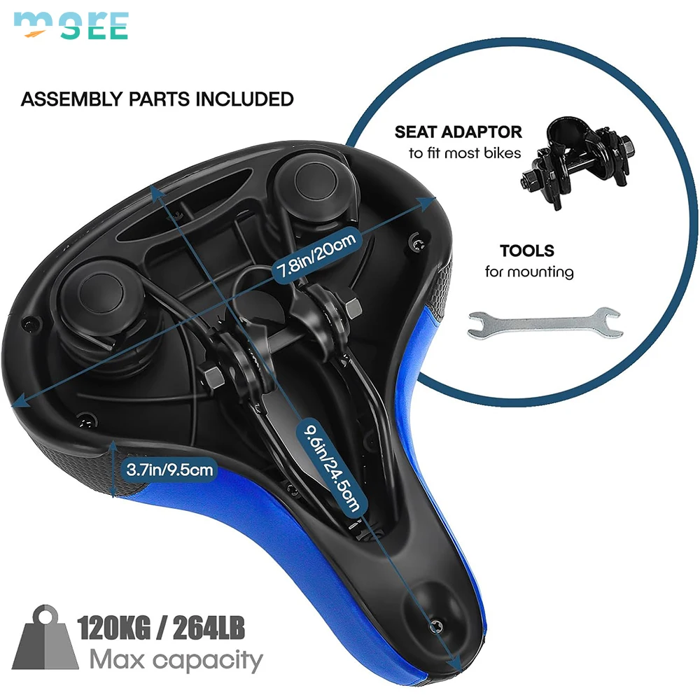 SeeMore Brand Dual Shock Absorbing Ball Wide Comfortable Replacement Bicycle Seat Padded Bike Seat