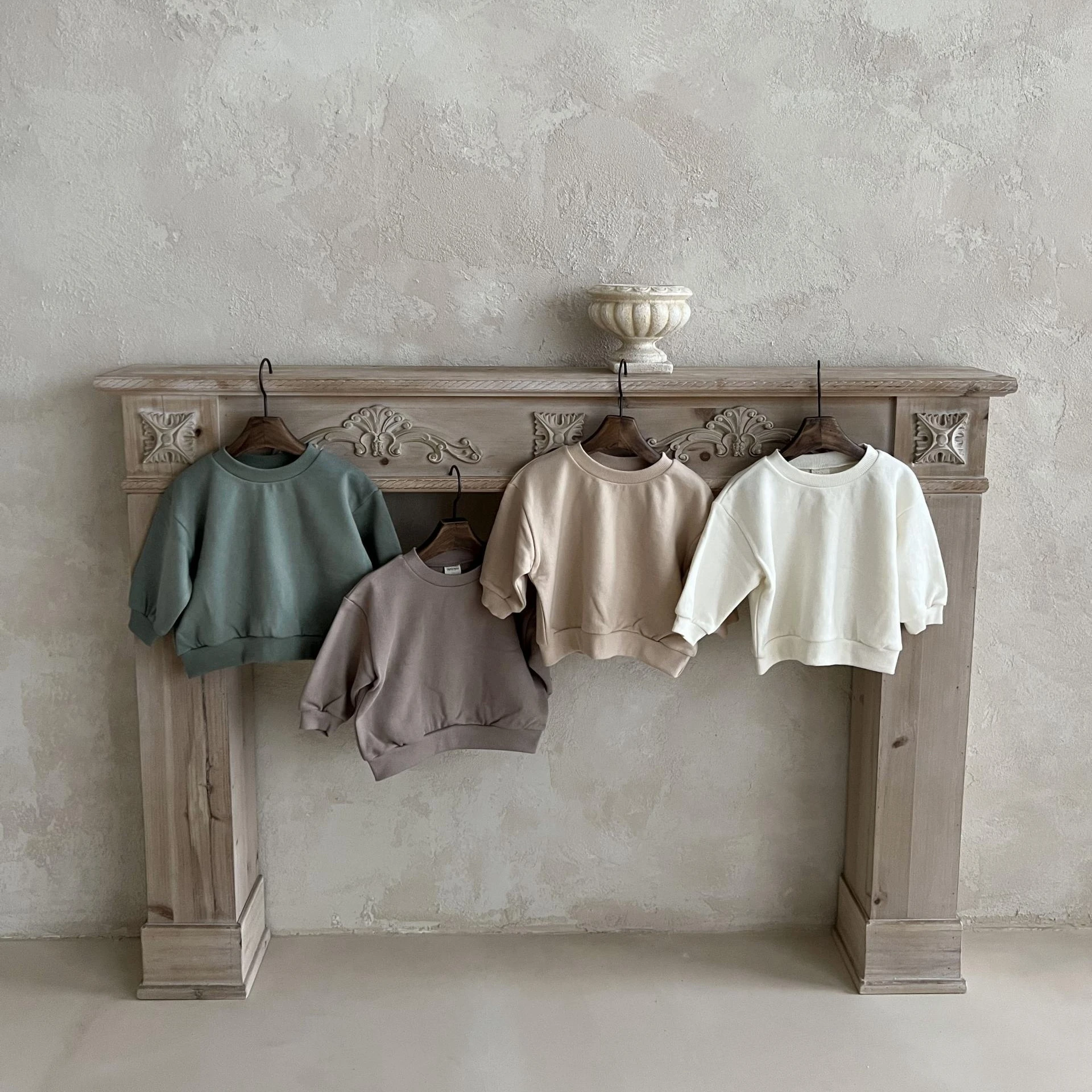 ins winter latest design kids casual sports plain blank sweatshirt toddler baby boy girl custom embroidered logo sweatshirt