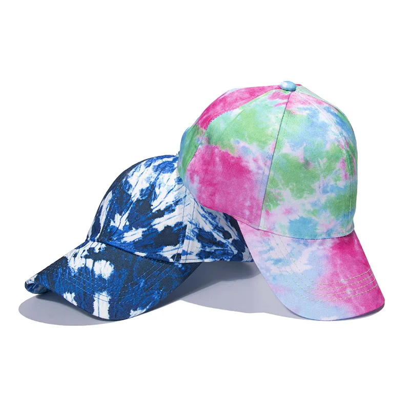 Summer Essentials Rainbow 3D Tie Dye Print Baseball Peaked Hat Lovers Couples Twill Sport 20 panel Snapback Hat