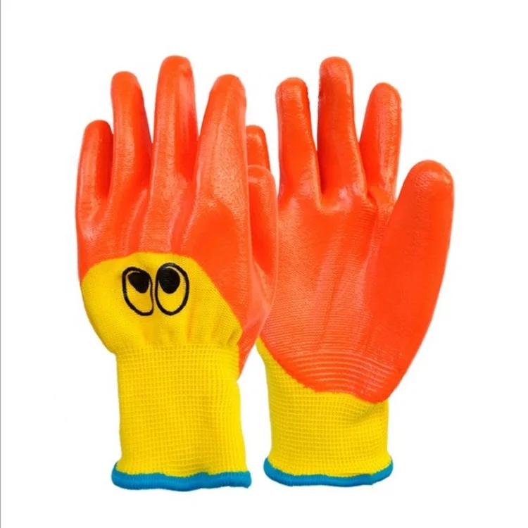 Children hand protection polyester knit Nitrile Rubber coated Safety cute Kids Gardening Gloves