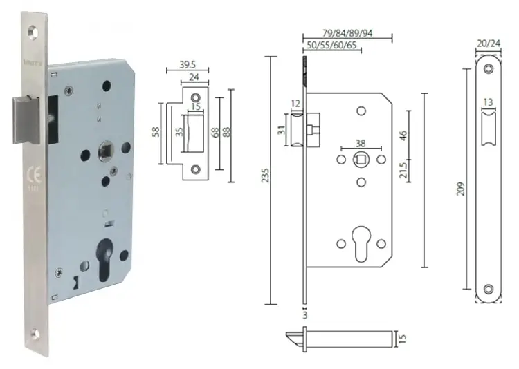  Unity ML107202 mortise lock europe door for