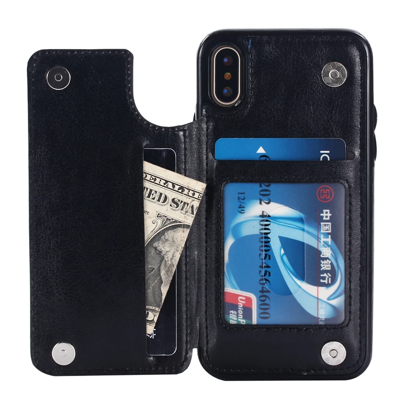 Business Wallet Case For iPhone 14 13 12 11 Pro Max 7 8 Plus Mini SE XR XS Max X Retro Flip Leather Card Holder Phone Cover