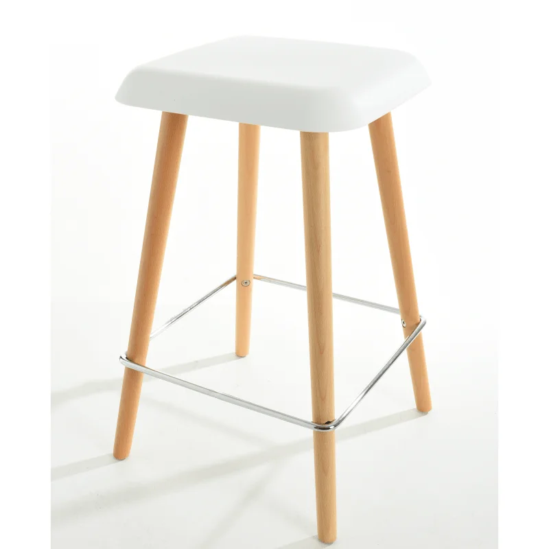 Fashion PP Plastic Seat with Wood Leg Bar Stool Bar Chair Counter Stool for Kitchen Restaurant