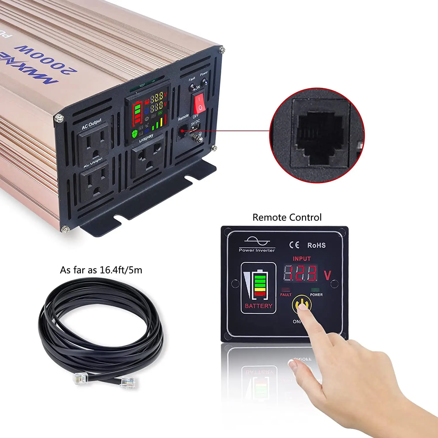 Wholesale 12v 220v 2000w Dc To Ac Car Power Voltage Converter High Frequency Pure Sine Wave Inverter