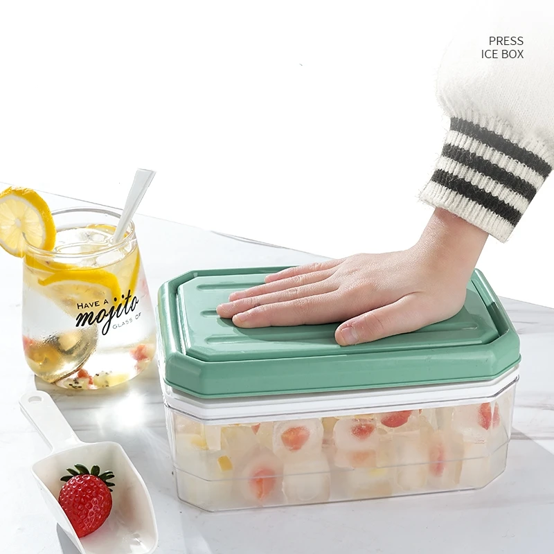 2023 New arrival  dustproof and storage press ice cube box for fruit cold drinks homemade