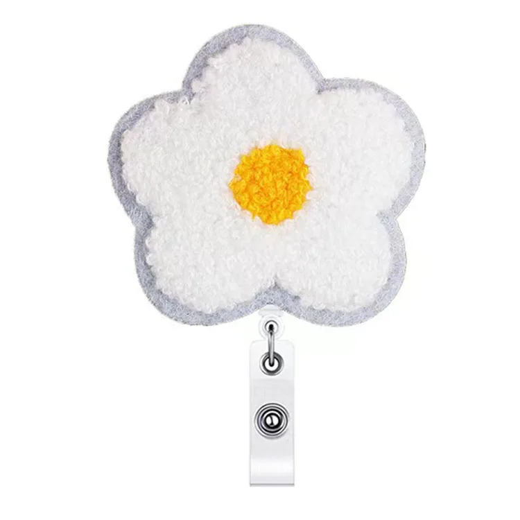 Hot sale stock easy pull button embroidery flower clothes patch badge reel sticker