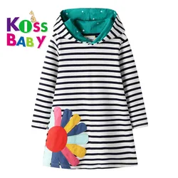 design kids long sleeve cotton hoodie dress mom and daughter dress