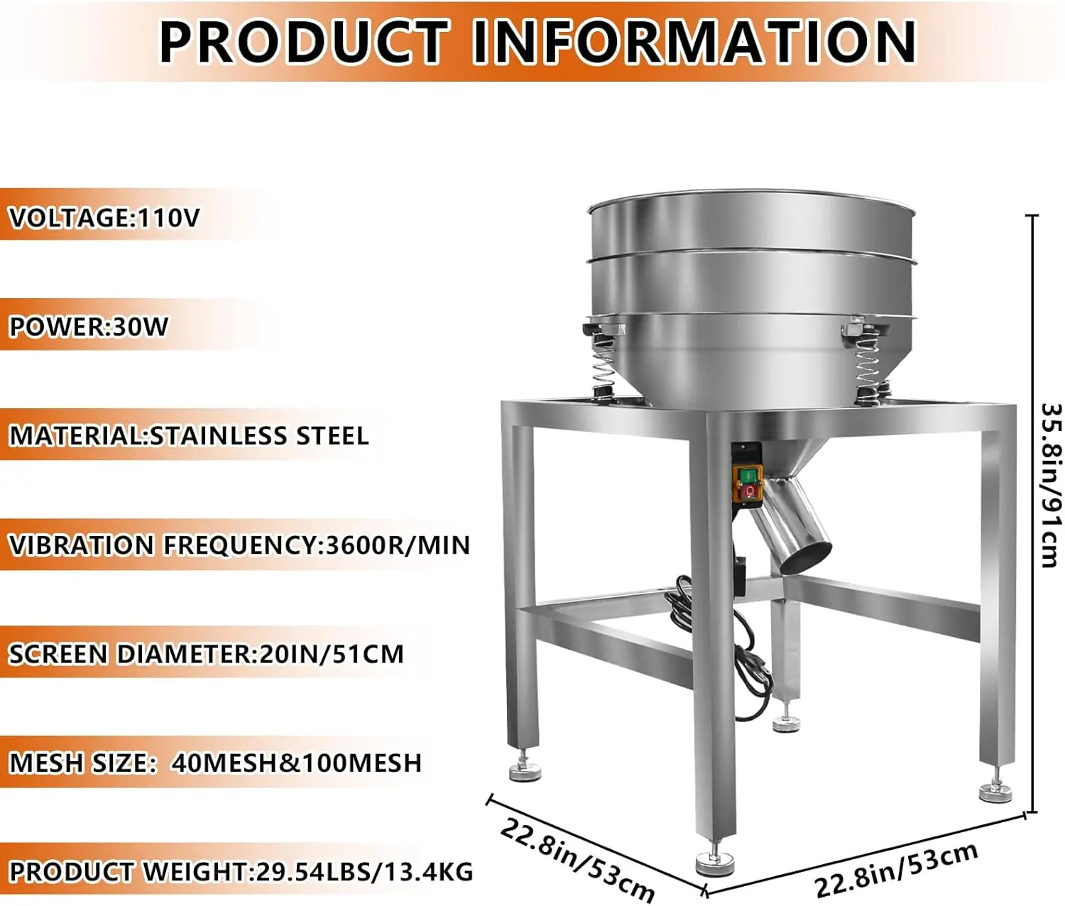 Small Portable Single Layer Circular Stainless Steel Vibrate Sieve Flour Filter Sifter Machine