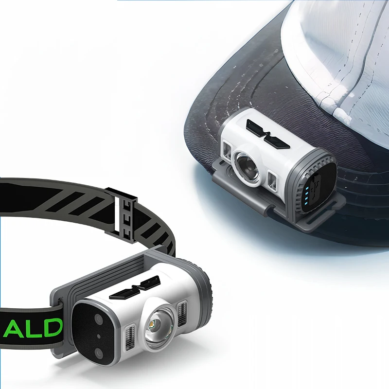 Hot Sale ABS Sensor LED Headlight New Style Rechargeable Type C for Outdoor Camping Fishing Running with Battery Power Source