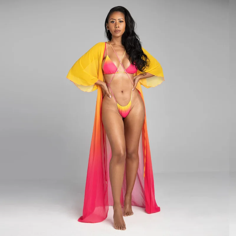 wholesalers womens 2022 Sexy Swimsuit Beachwear Bathing Suits Bikini Set 3 Pcs Swimwear Cover up