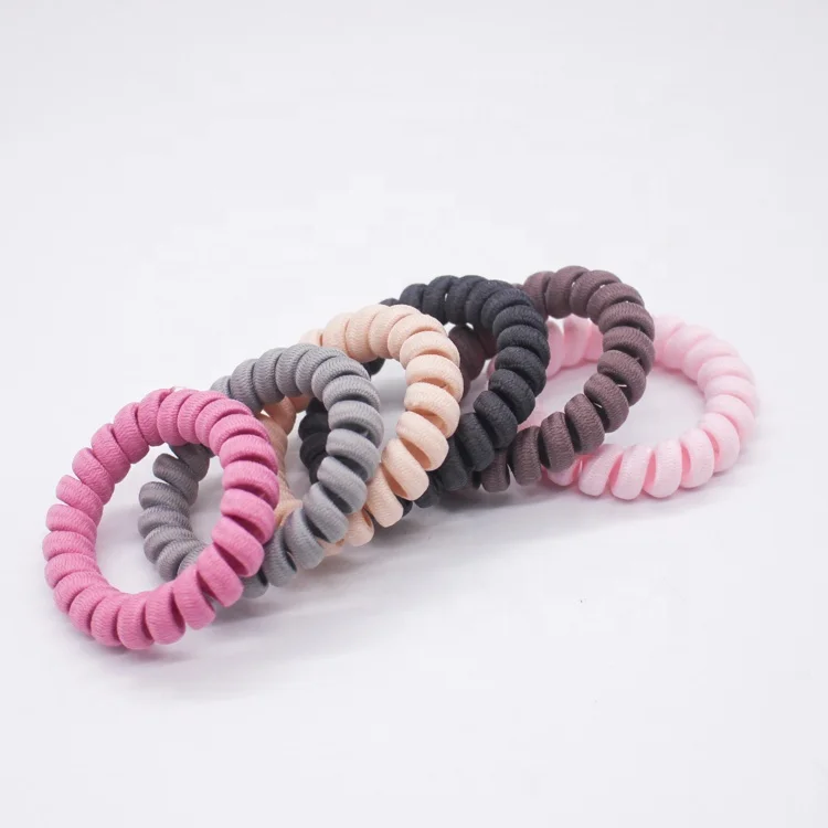 Women high quality hair tie cord bright solid colors korean telephone cord hair tie