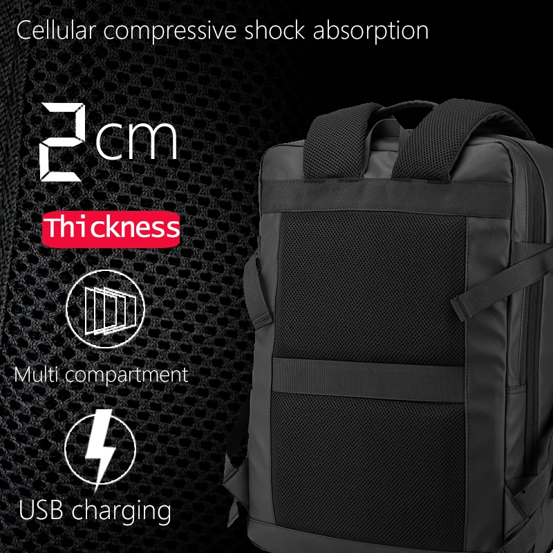 Expandable 2021 new waterproof bag laptop waterproof topography backpack outdoor sacs a dos 17.3 inches laptop backpack