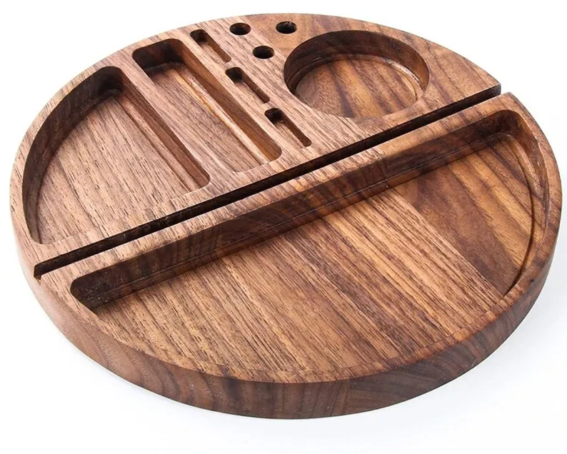 Поднос из массива дерева ручной работы черный орех аксессуары для