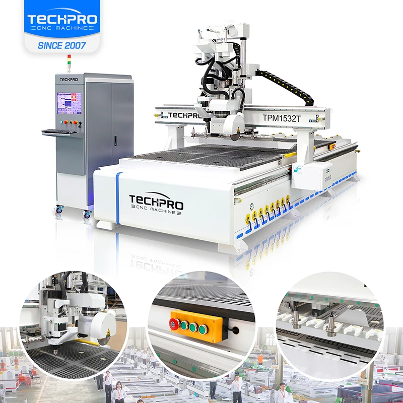 Woodworking ATC CNC 1325 1530 2030 2040 3D For Mdf Pvc Funiture Large Saw Blade Cnc Router Machine