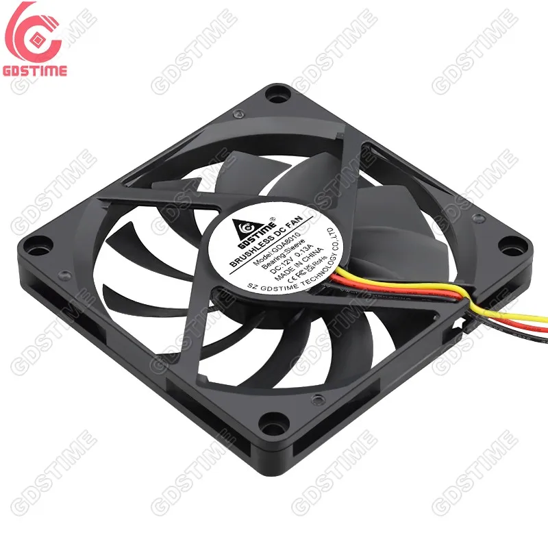 Gdstime GDA8010 80x80x10mm 80mm 3 PINS FG Sleeve Bearing DC 12V Brushless Axial Cooler Fan