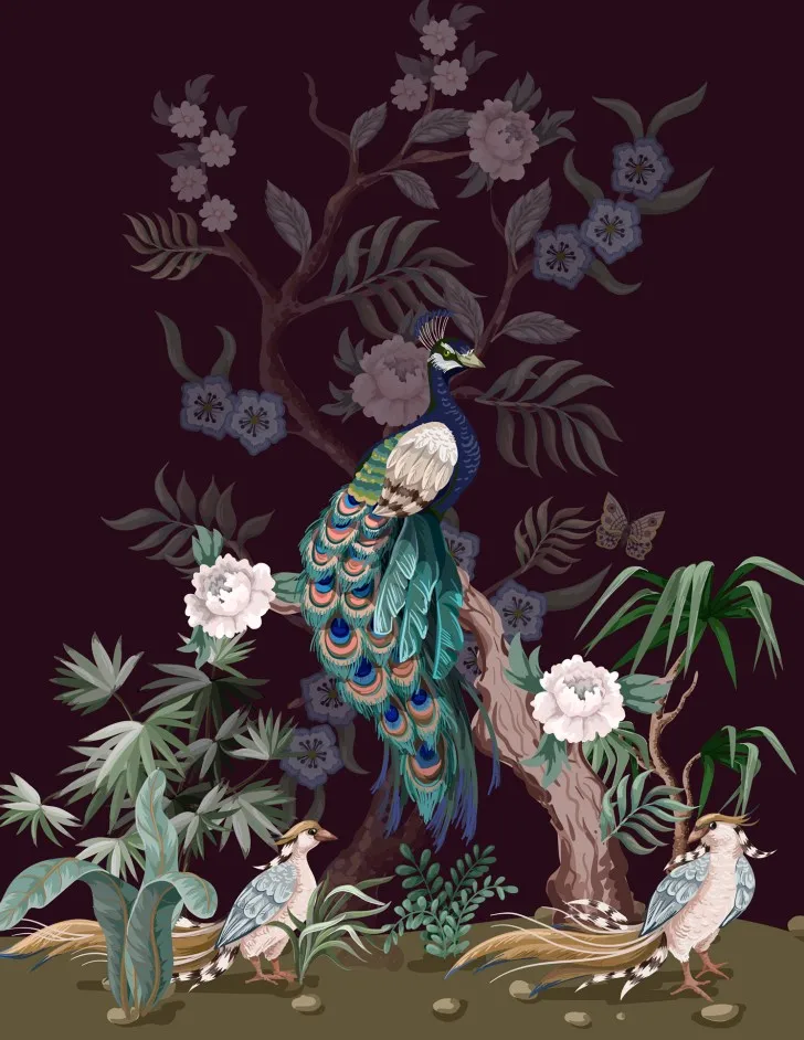 100% polyester custom design Digital Printed Fabric PEACOCK Polyester velvet Fabric