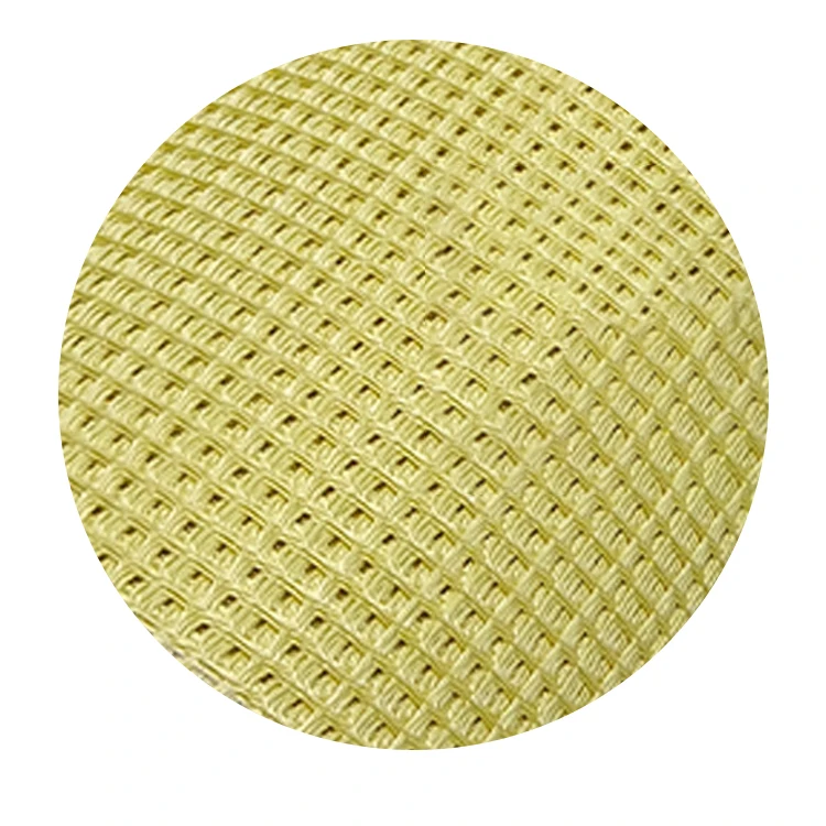 Yellow 1500D 4*4MM Plain Woven Aramid Fiber Mesh Fabric for Industrial Use
