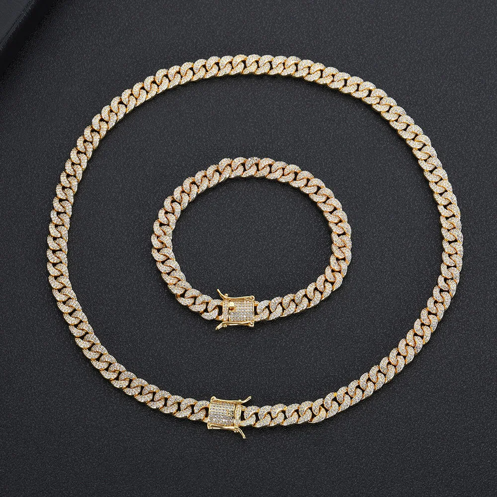 8mm Hot Selling Dense Cuban Chain 3A+CZ Cuban Link Chain Micro Insert Cuban Link Necklace men