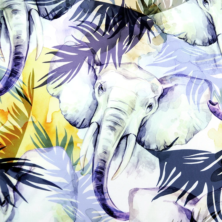 Elephant printed wholesale digital custom 100% printed rayon fabric for home textile