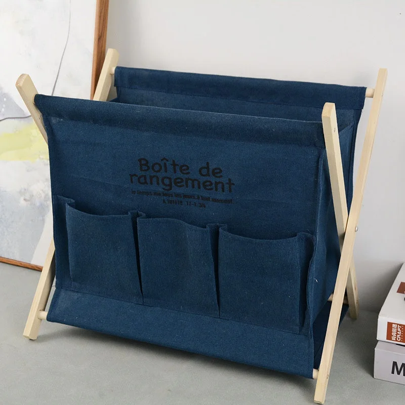 Single-Tier Bamboo Magazine Rack Standing Type Storage Basket for Books and Newspapers for Living Room or Bathroom