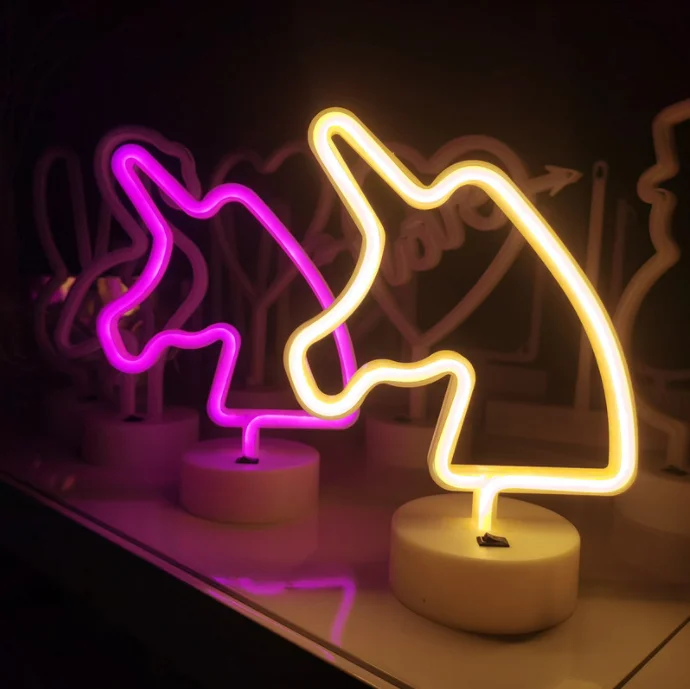 Colorful Battery Usb Powered Animal Desktop Night Lamp Led Unicorn Neon Sign Light For Party Kids Bedroom Girl Table Decoration