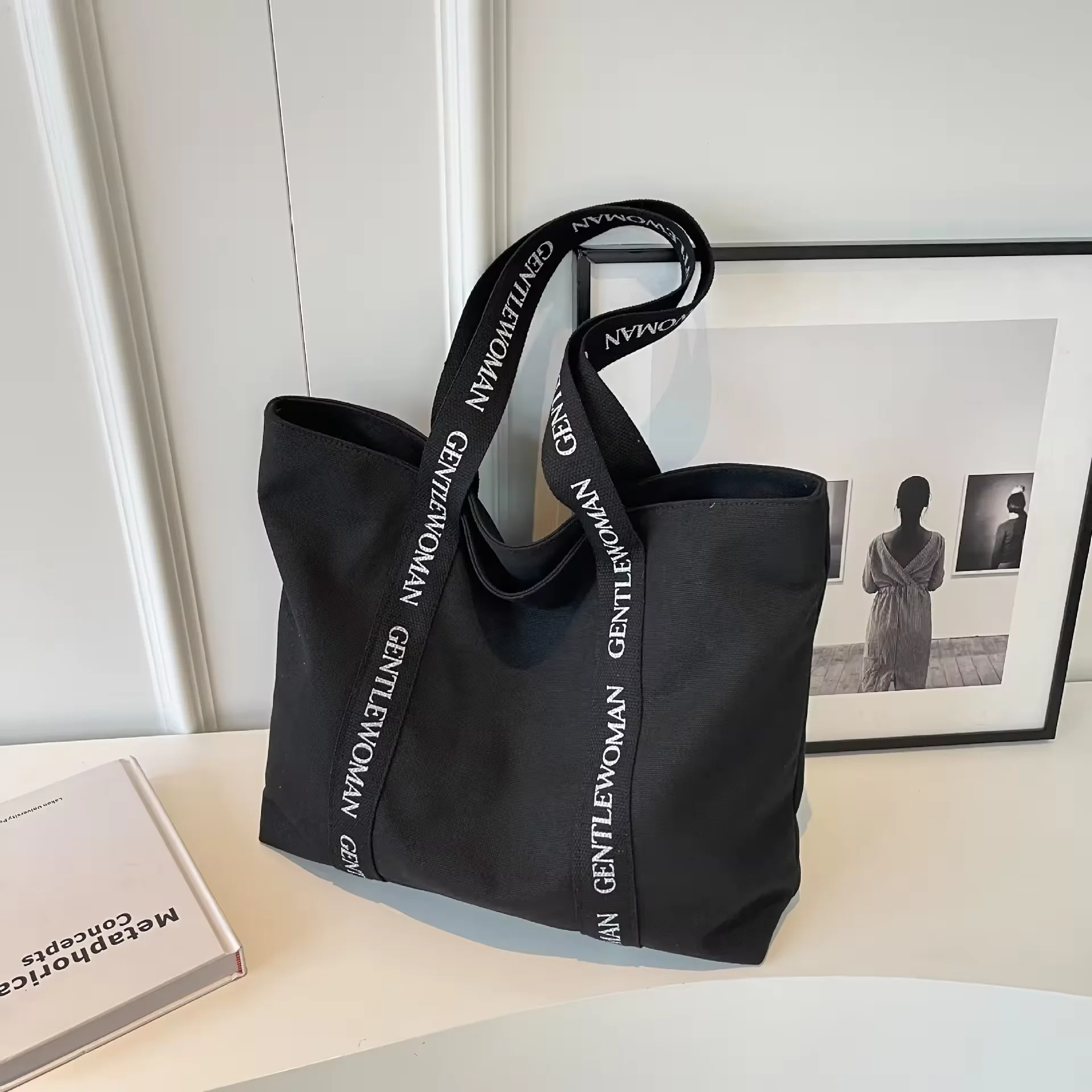 Wholesale Large Heavy Duty Handbag Pocket And Zipper Shopping Grocery Plain Cotton Canvas Tote Bag With Custom Printed Logo