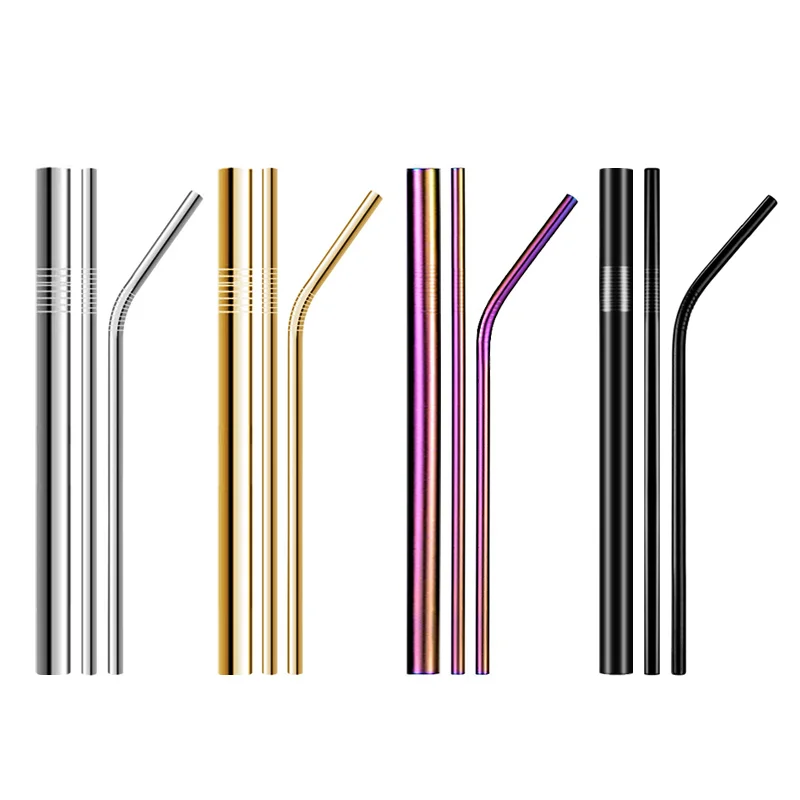 Eco Friendly 304 Custom Straight Bent Reusable 18/8 Stainless Steel Drinking Metal Straw