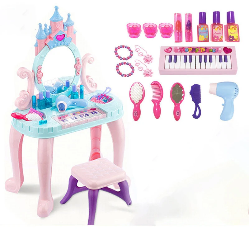 Jinming Play House Toy Dressing Table With Piano Make UP Table Toy Kids Dressing Table
