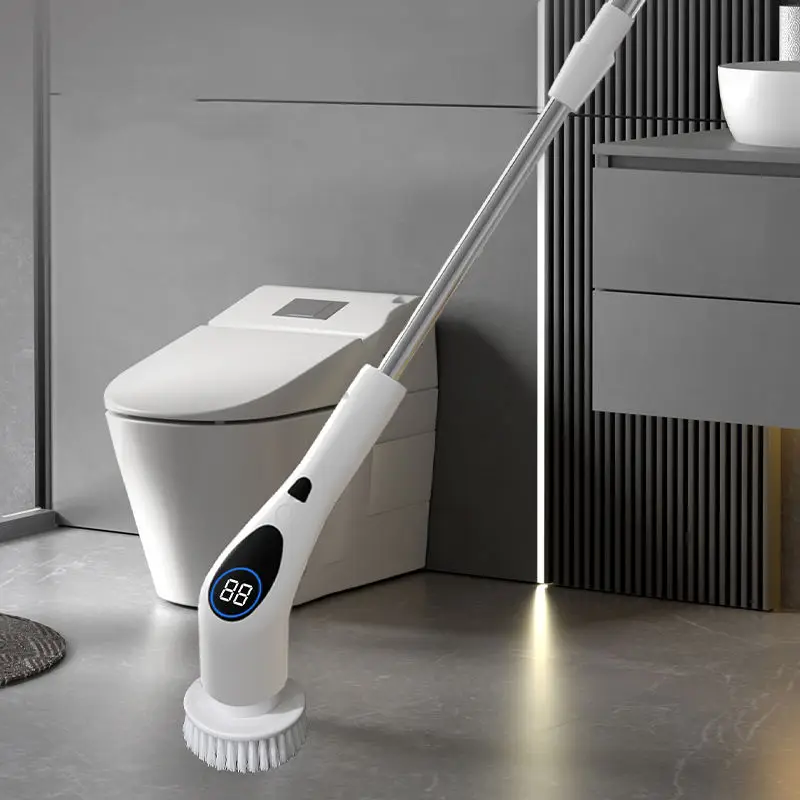 Multifunctional Electric Spin Scrubber Bathroom Cleaning Brush With 9 Replacement Brush Heads and Extension Handle