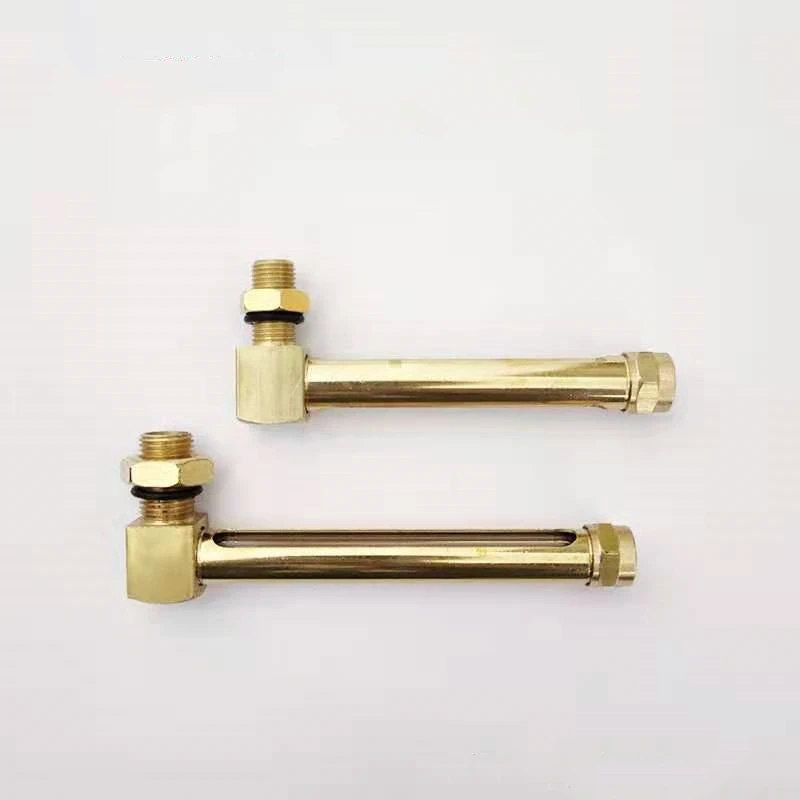 150MM L Type Brass Body Liquid Level Gauge Threaded Glass Tube Sight Glass Hexagon Connection Equal Head OEM Supported Oil NPT