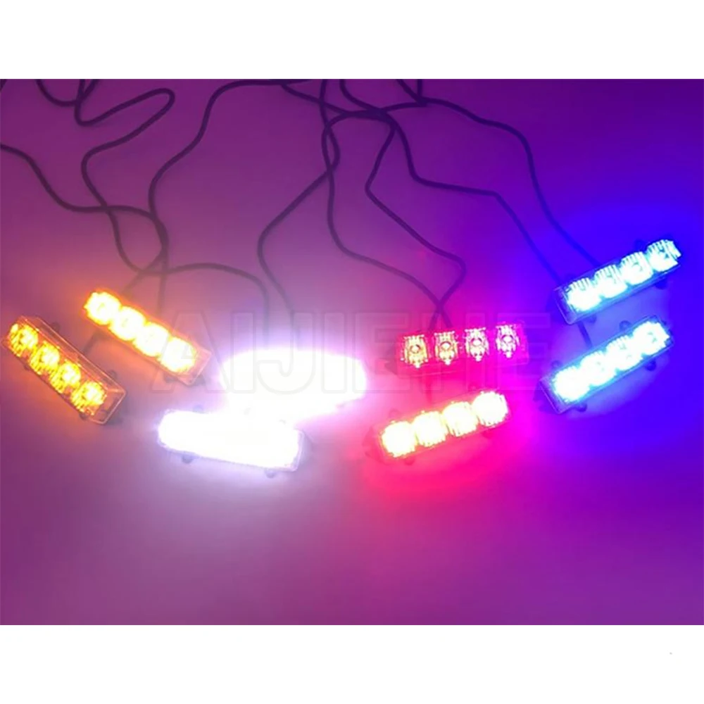 Strobe Lamp Daytime Running Lights 12V Flash Light Emergency Hazard Car 4X3 Strobe Warning Light Front Deck Grille LED