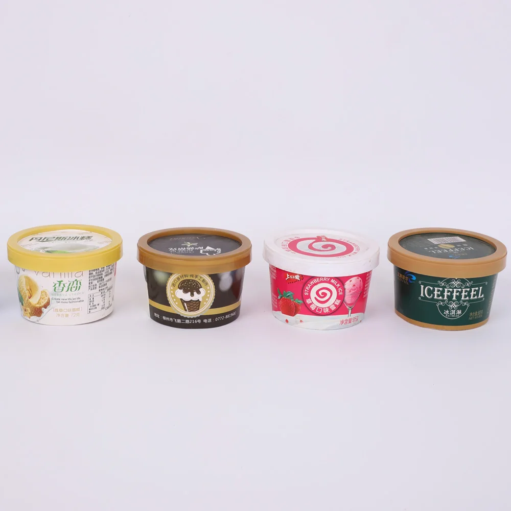 Disposable Ice Cream Container Tubes Paper Packaging Dessert Yogurt Ice Cream Cup With Lids