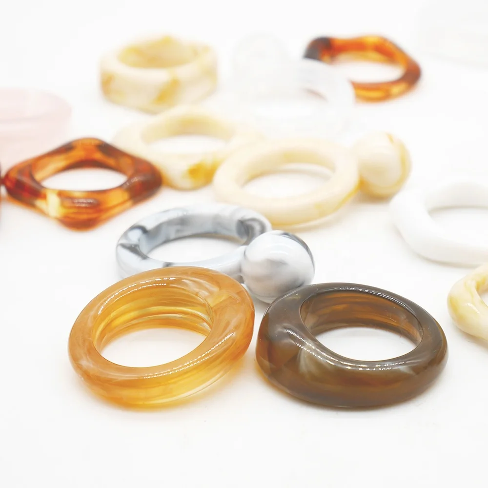 New Ins Colourful Chunky Anillo Woman Men Jewelry Transparent Irregular Bague Chunky Resin Acrylic Ring
