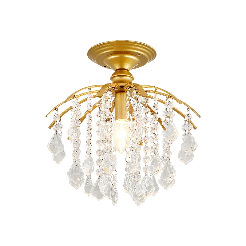 Postmodern crystal chandelier Light luxury home bedroom lamp Warm room entrance corridor balcony ceiling lamp