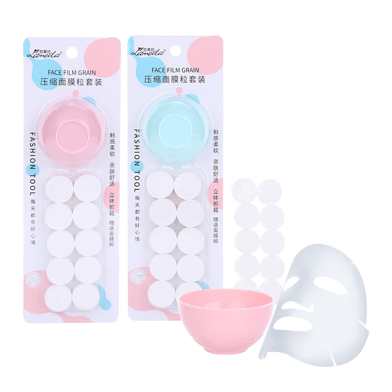 Lameila High Quality Smooth Skin Care Face Beauty Tools Compressed Mask Sheet Pink Mask Bowl 10pcs Compressed Facial Mask D0913