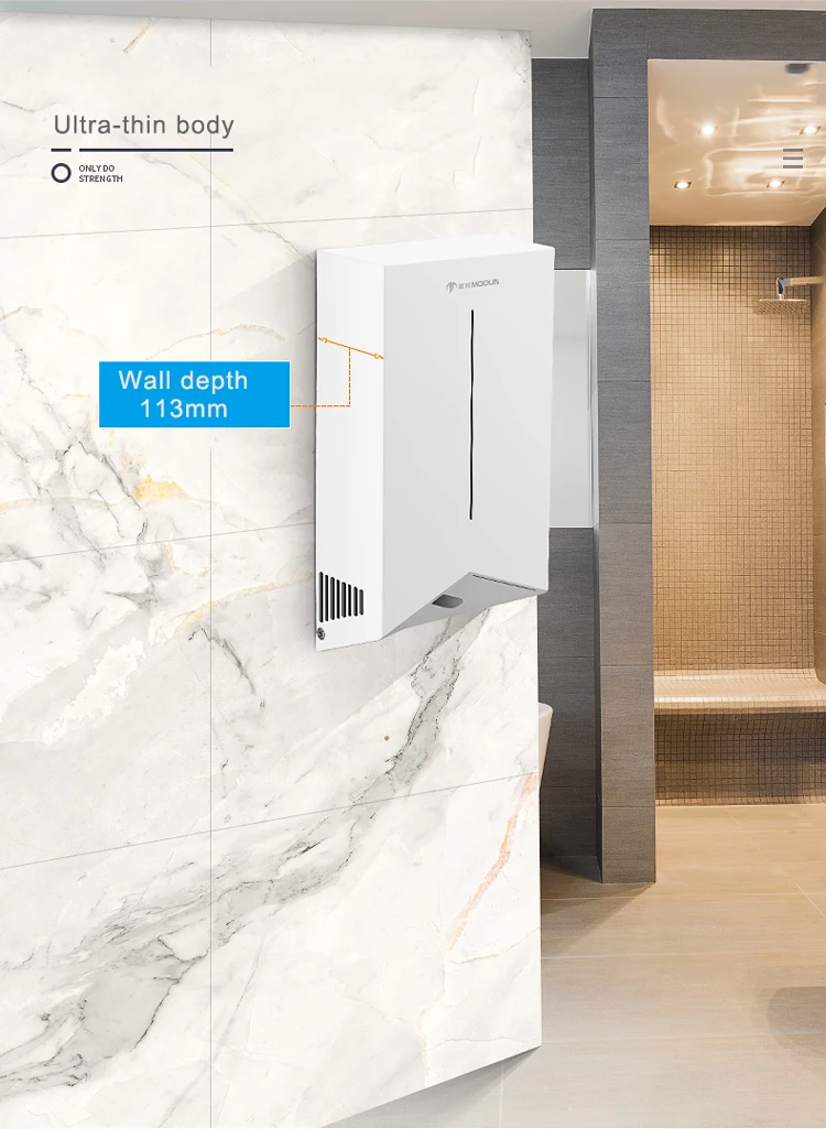 Wall-Mounted Electric Hygiene Automatic Commercial Hand Dryer ABS V Airblow Toilet Washroom for Hotels