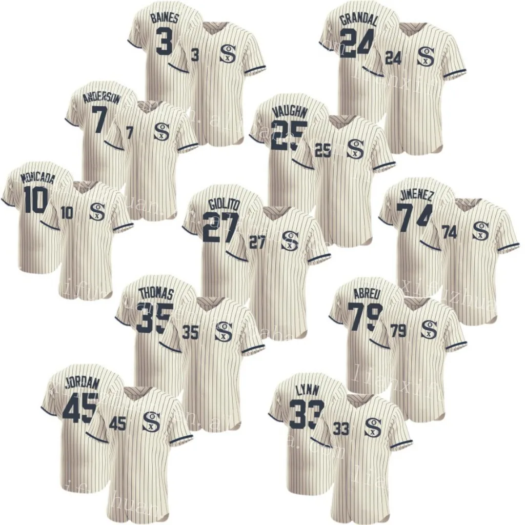 Мужская бейсбольная Джерси Yoan Moncada 10 White Sox, оптовая продажа, 3 baine 35 Thomas 74 Jimenez 7 Anderson 33 Lynn 24 Grandal Jersey
