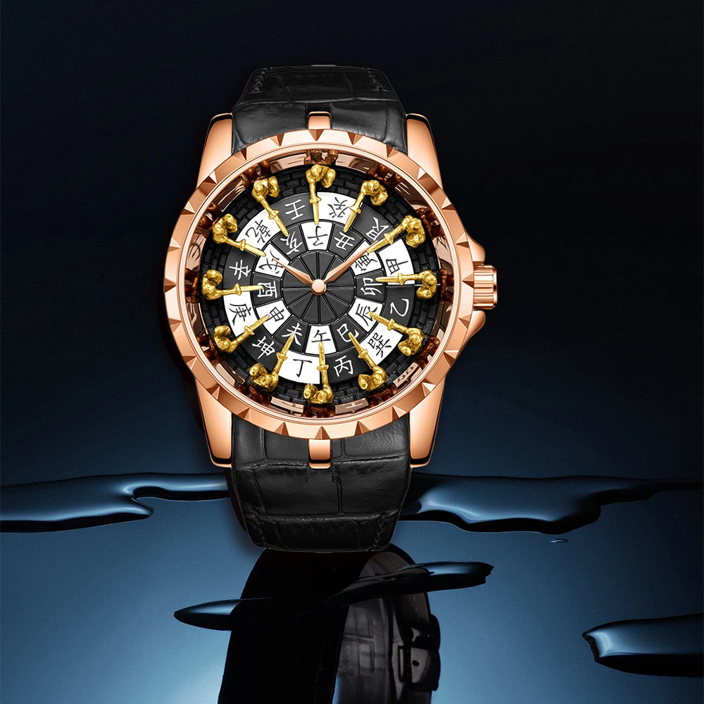 ONOLA 3809B Fancy Shenzhen Gents Hour Excel Genuine Leather Band Waterproof  in Stock Casual Hand Watch
