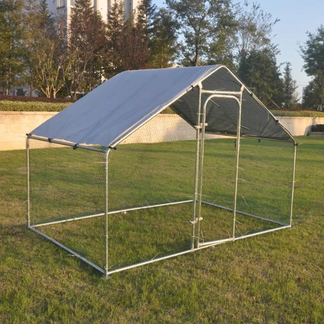 Paw Hut Galvanized Metal chicken coop cage with cover walk in pen run