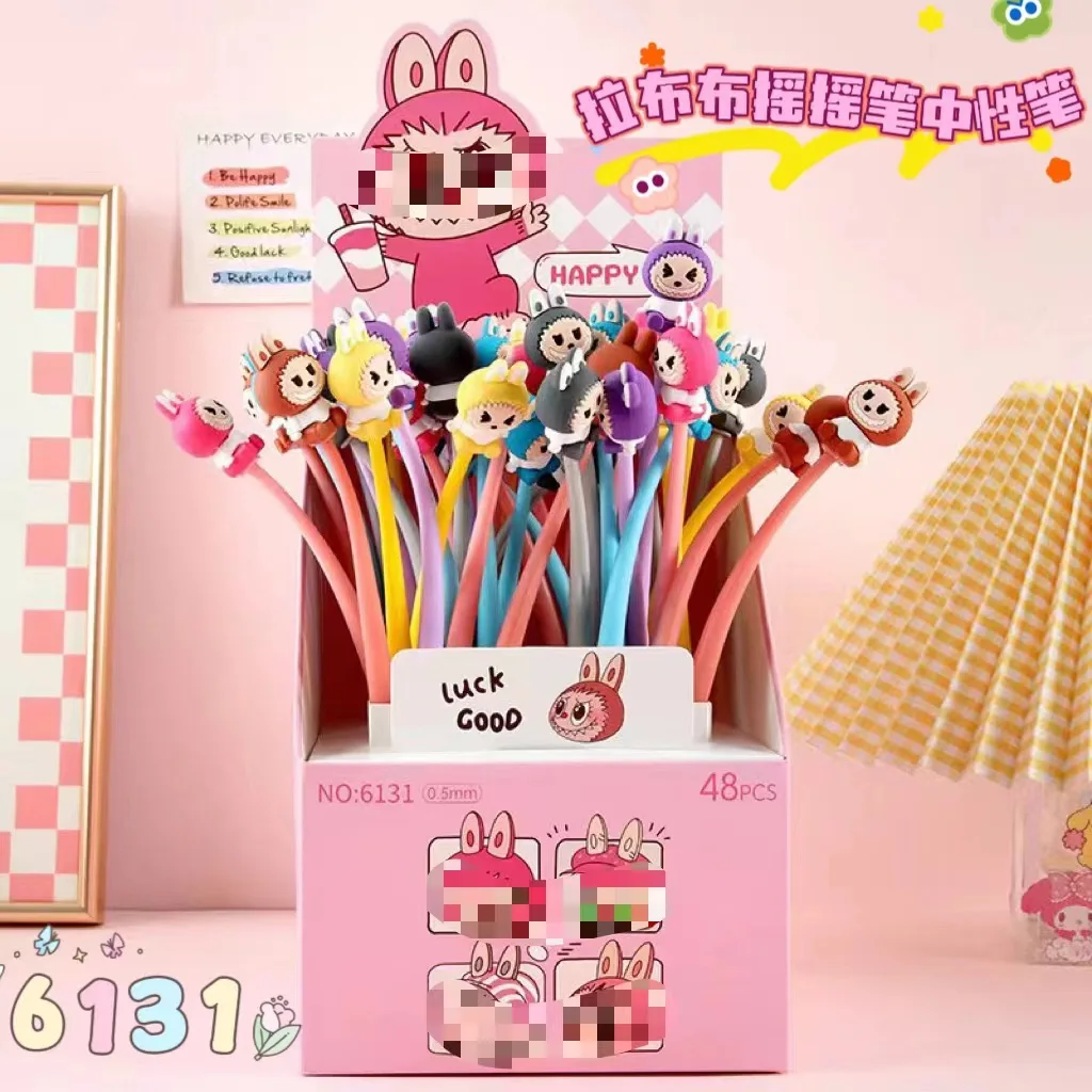 kawaii labubu Ballpoint Pen anime cute figure gel pen Monster office school stationery supplies wholesale