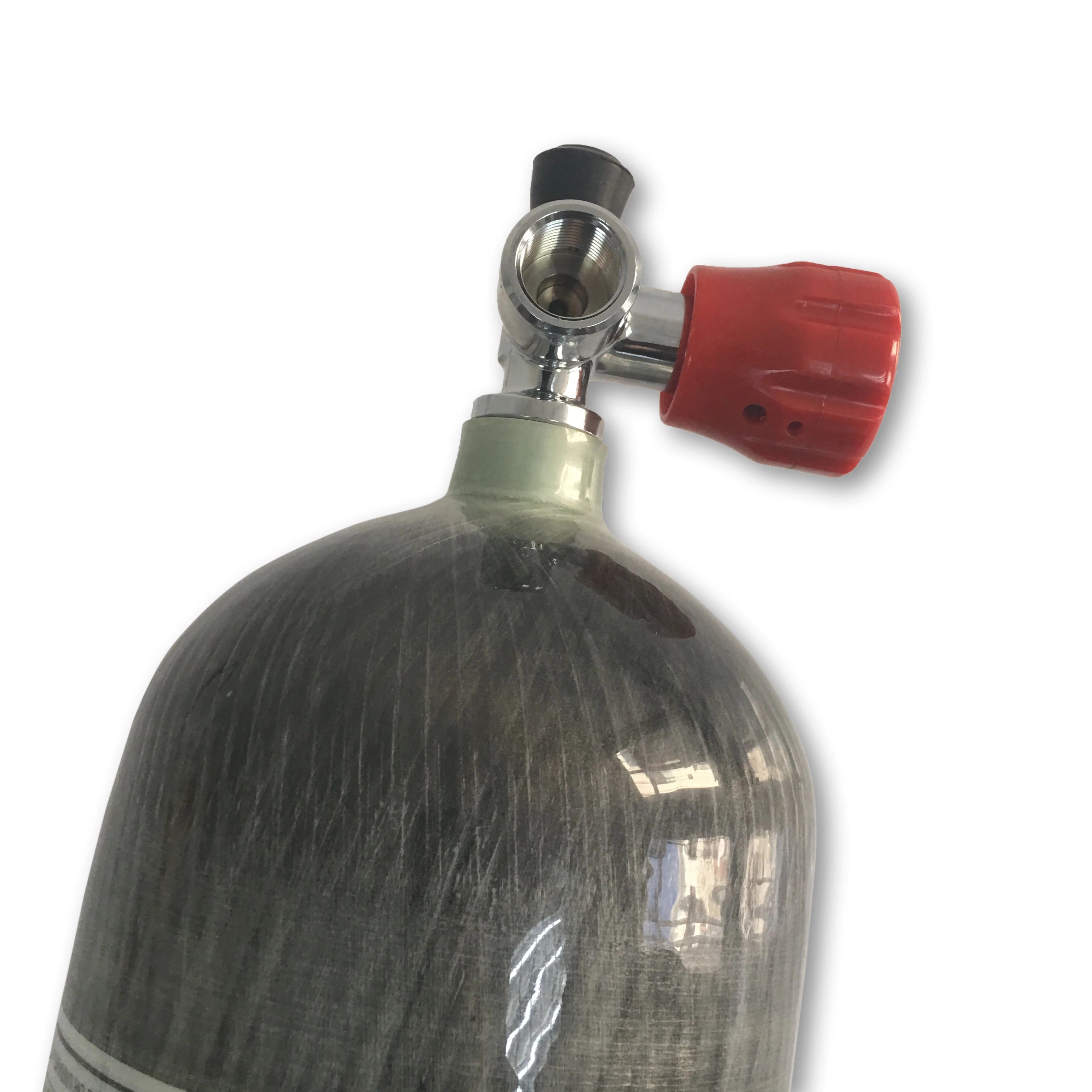 6.8L Carbon Fiber Composite Empty Gas Cylinder with Red Gauge Valve