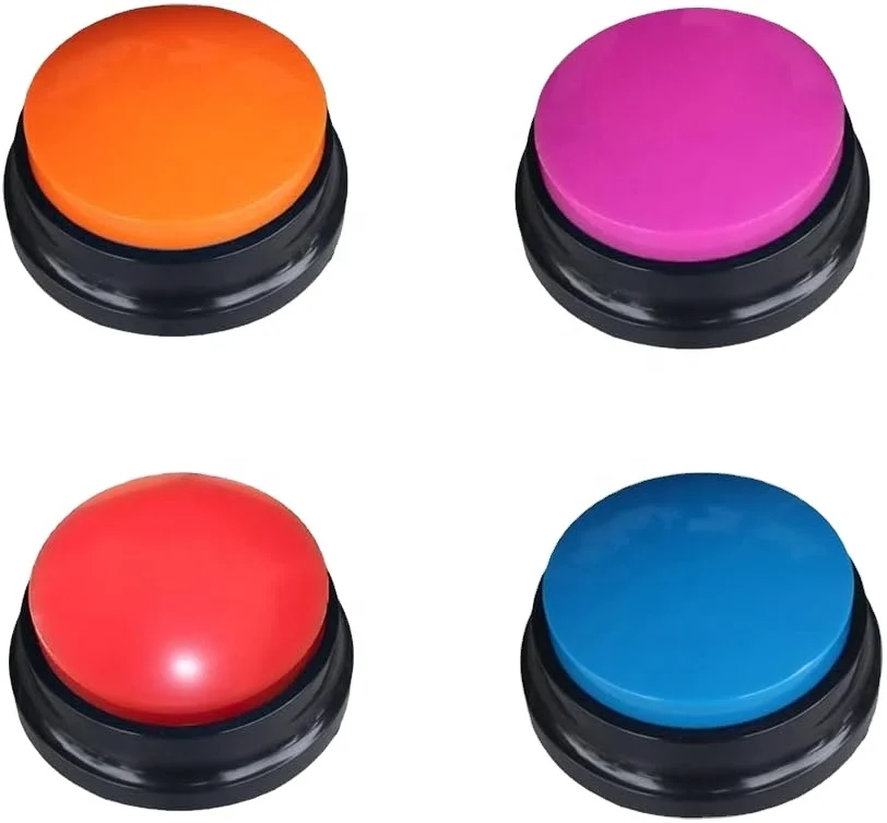 Set of 4 Funny Easy Talking Buttons Custom Speaking Sound Button Dog Talk Buzzer Battery Customized Plastic Toys Round