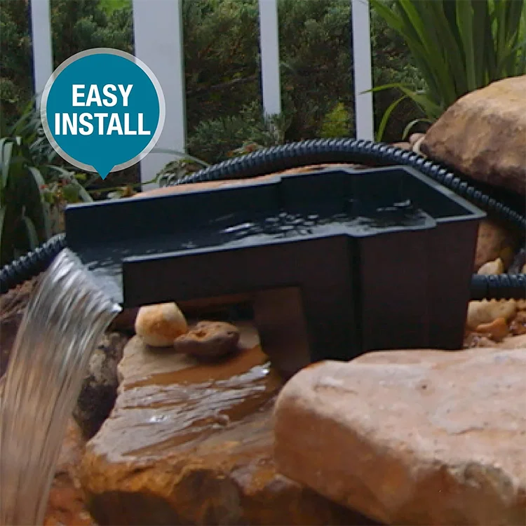 Easy to Install Simple to Hide Outdoor Fountains Pond and Waterfall Spillway Filter Box kit