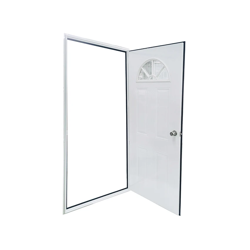 SIX PANEL STEEL OUT-SWING single DOOR WITH SUNBURST WINDOW 36X80 inch