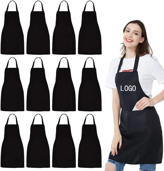 Custom Printed Logo Kitchen Cooking Chef Apron For Nail Techs Customized Salon Barber Work Waitress Apron