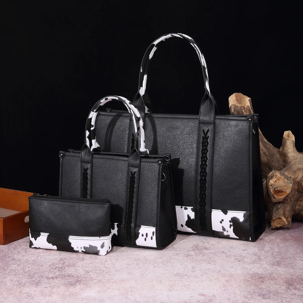 Wholesale Bag Factory Price Women Handbag Cow Print Bags with Fashion LOGO Leather Tote Cow Bag