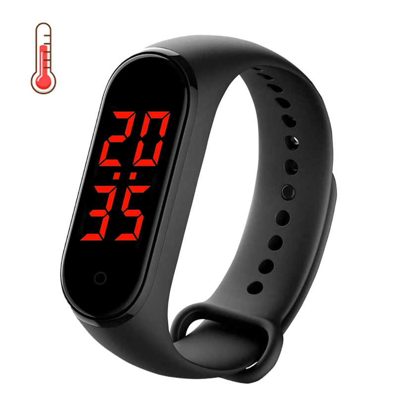 2020 V8 Body Temperature Smart Watch Bracelet Display Clock Men Women Kids Smart Band Silicone Wristband No Camera Android