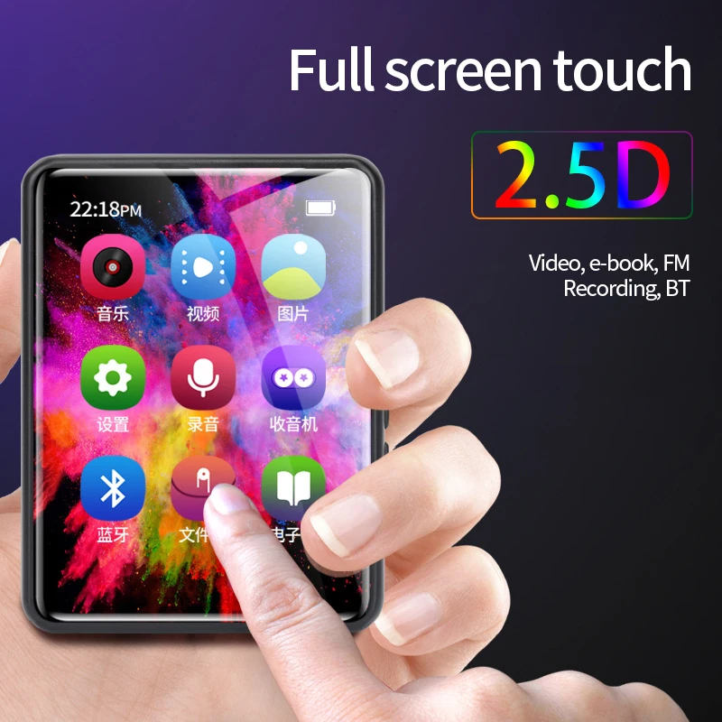 2,4 дюймовый полный сенсорный экран bt Мини Портативный mp3 плеер видео mp4 внешний mp3 mp4 mp5 музыкальный плеер