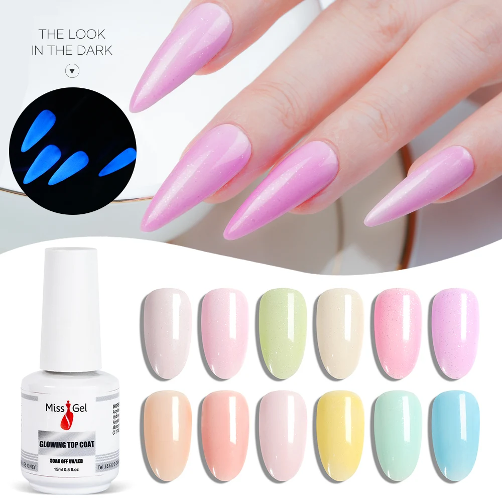 Luminous Top Gel Wholesale Nail Supplies Custom UV Glow In The Dark No Wipe Nail Gel Top Coat